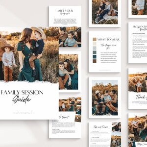 Przewodnik po sesjach rodzinnych CANVA Photography | Pakiet powitalny dla klienta | Poradnik stylizacji | Szablon przewodnika po sesjach | Szablon FAQ | Powitanie
