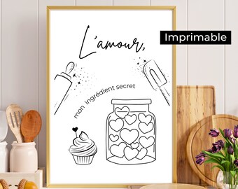 Poster cooking with love for family and friends gift for mom who is passionate about baking | printable poster