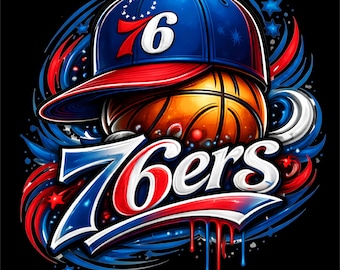 Philadelphia 76ers PNG / Diseño de estilo callejero de baloncesto de Filadelfia / Gráfico de baloncesto urbano / Camiseta de baloncesto de EE. UU. /