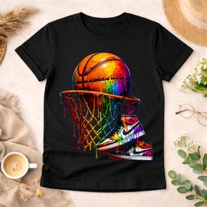 Basketball Hoop PNG | Drip Basketball & Sneakers Design | Streetwear Sports Graphic | Colorful Hoops Art | DTF DTG Print File image 4