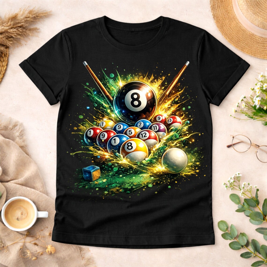 Pool Rack Exploding Graphic Art 8 Ball Pool Explosion PNG | Billiards Break Shot Design | Pool Balls T ...