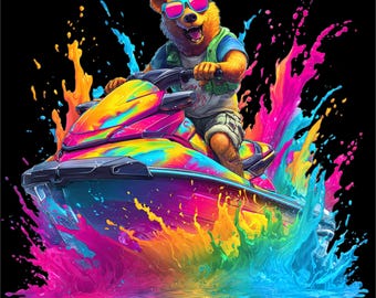 Jet Ski Bear PNG | Funny Summer Beach Design | Bear Riding Jet Ski Shirt Graphic | Summer Vacation Shirt png | Water Sports Design