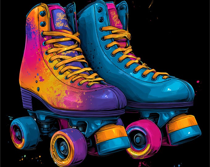 Roller Skates PNG | Retro Roller Skates PNG | 80s Colorful Design | Digital download
