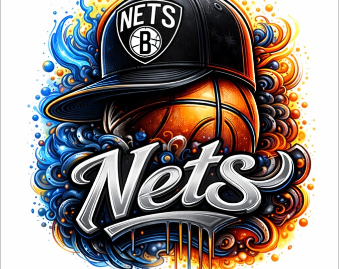 Brooklyn Nets Basketball PNG | Urban Street Hoops Graphic (DTF DTG Print File)