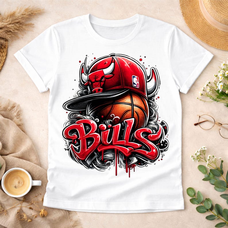 Baloncesto Bulls PNG / Diseño de camiseta de baloncesto callejero / Gráfico deportivo urbano / Camiseta de aficionado al baloncesto PNG / Sublimación / Descarga instantánea imagen 5