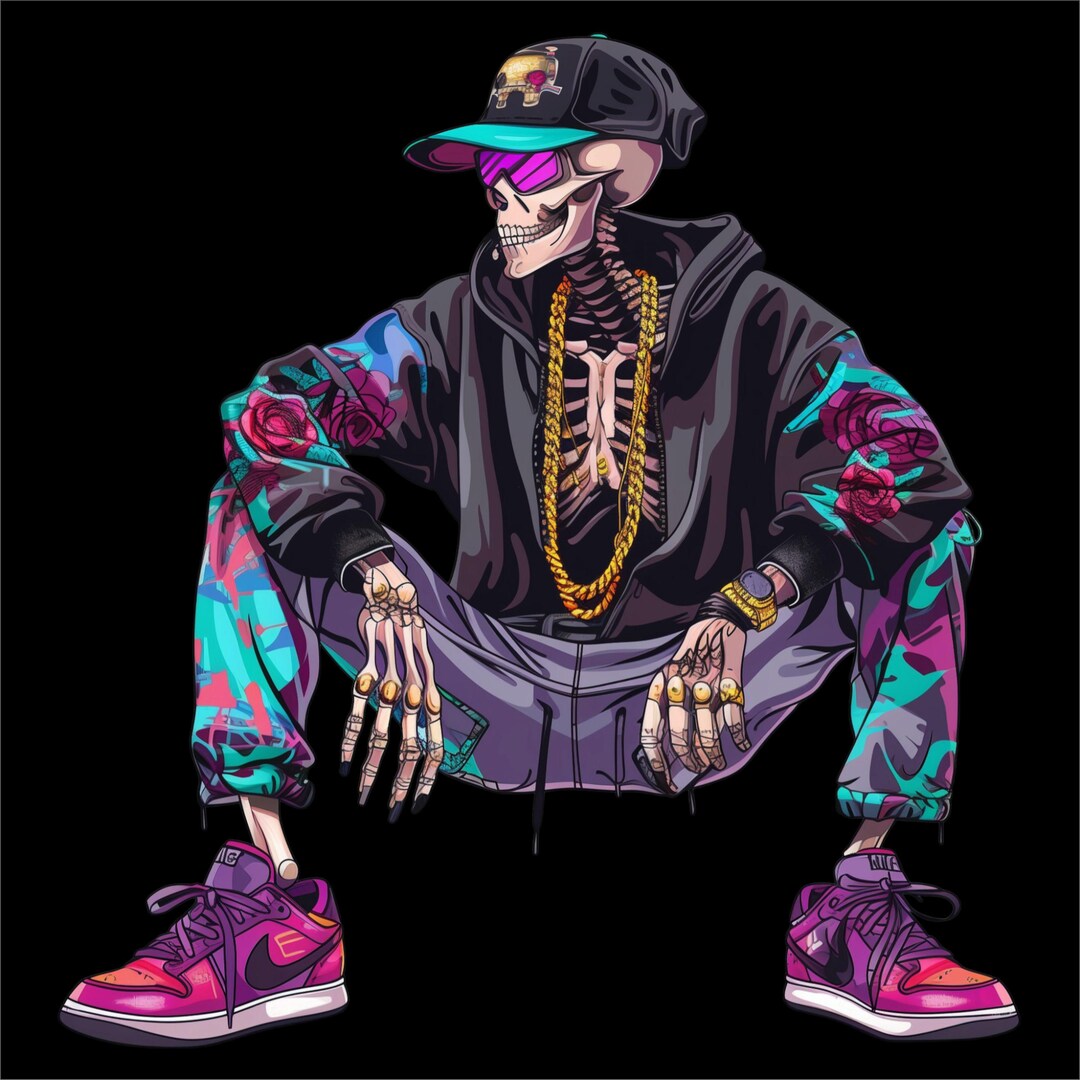 Street Skull PNG | Hip Hop Skeleton Design | Urban Streetwear Graphic ...