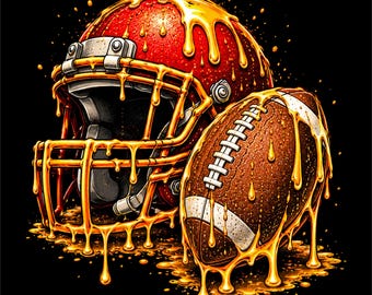Orange Football PNG Design | Football Helmet & Football Artwork | Golden Orange Football Graphic | Football Sports PNG | Football Streetwear