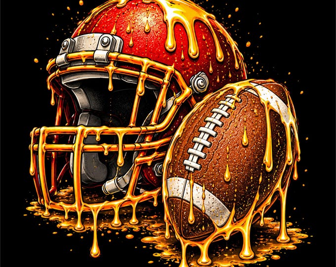 Orange Football PNG Design | Football Helmet & Football Artwork | Golden Orange Football Graphic | Football Sports PNG | Football Streetwear