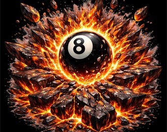 Fire 8 Ball PNG | Billiards Explosion Design | Pool Player Graphic | Lava Pool Ball Shirt png | Billiards Gift Design | DTF DTG Print File