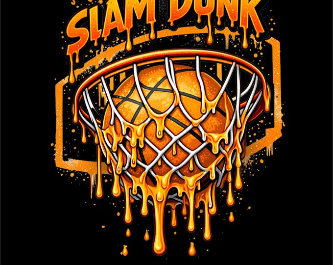 Slam Dunk PNG | Melting Basketball Hoop Drip Art (DTF DTG Print File)