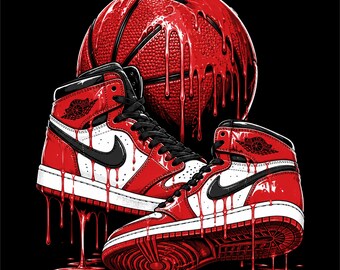 Diseño PNG de baloncesto rojo / Ilustración de baloncesto y zapatillas / Gráfico deportivo rojo / Zapatillas de baloncesto PNG / Ilustración de ropa urbana con aros /