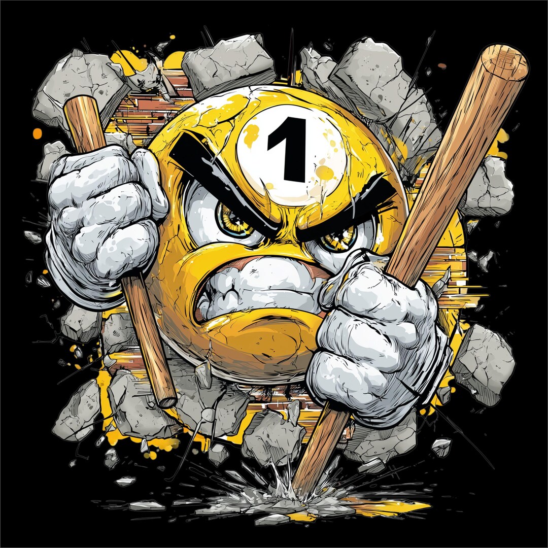 Angry 1 Ball PNG | Pool Billiard Shirt Design | Mean Billiard Ball Art ...