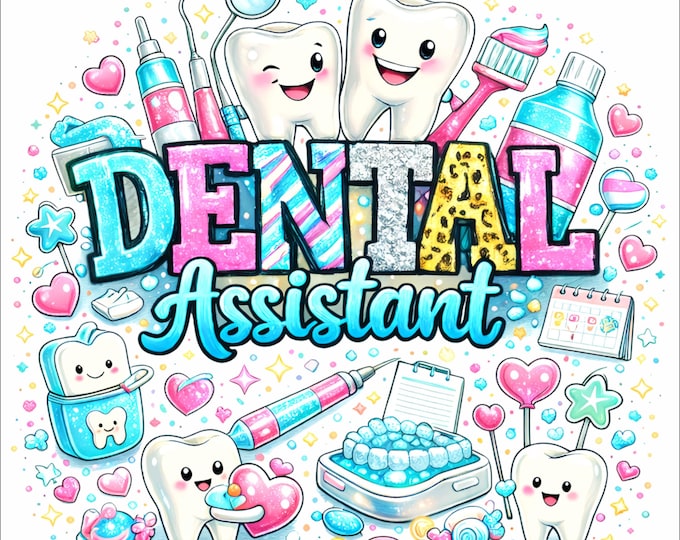 Dental Assistant PNG | Cute Tooth Illustration | Kawaii Dental Art | Dentist Office Shirt Design | DTF DTG Print File