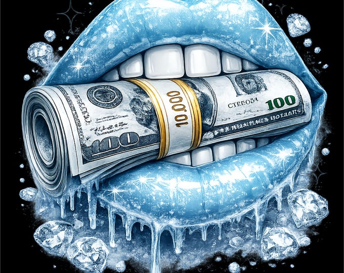 Money Lips PNG | Ice Lips Money Design | Luxury Lips Graphic | Cash Lips Shirt png | Streetwear Lips Design | DTF DTG Print File