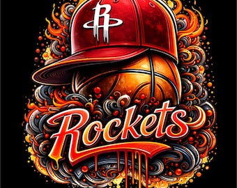 Cohetes PNG / Diseño de baloncesto callejero / Gráfico de aros urbanos / Diseño de camiseta de baloncesto de Texas / Archivo de impresión DTF DTG