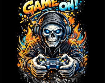 Gamer Skull PNG | Gaming Shirt Design | Gamer Controller Skull Artwork | Video Game Hoodie Design | Gamer PNG | Instant Download