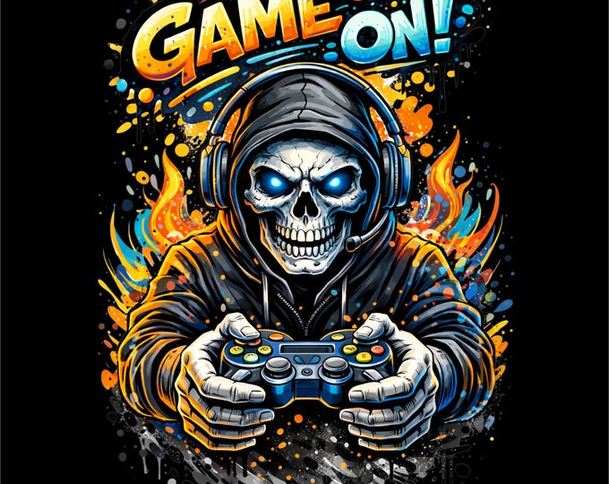 Gamer Skull PNG | Gaming Shirt Design | Gamer Controller Skull Artwork | Video Game Hoodie Design | Gamer PNG | Instant Download