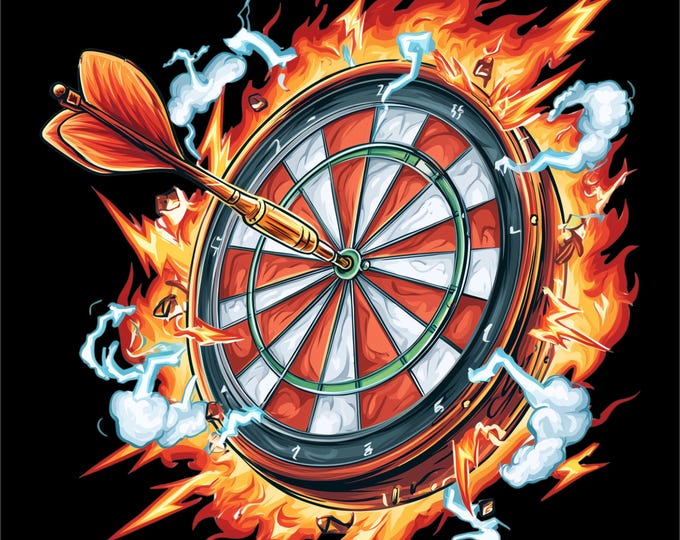 Dartboard PNG | Flaming Bullseye Design | Dart Game Artwork | Fire Target Graphic | Sports Bar Decor Design | DTF DTG T-Shirt Print File