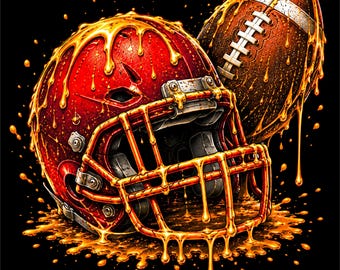 Orange Football PNG Design | Football Helmet & Football Artwork | Orange Football Graphic | Football Sports PNG | Football Streetwear