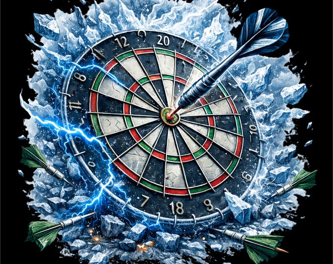 Ice Dartboard PNG | Dart Player Design | Electric Dart Board Graphic | Darts Shirt png | Bullseye Dart Art | DTF DTG Print File
