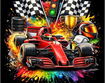 Racing Car PNG | Motorsport Champion Design | Open Wheel Race Car Art | Racing Trophy Illustration | Dtf Dtg Print File