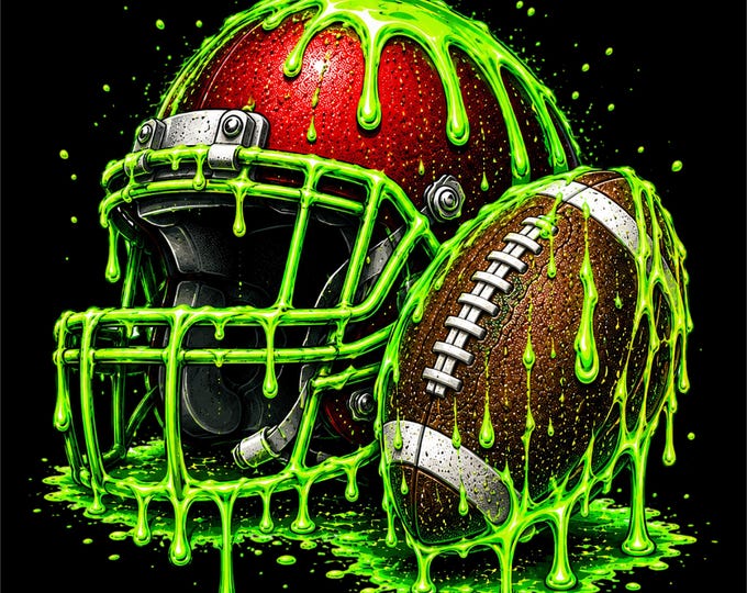Green Football PNG Design | Football Helmet & Football Artwork | Neon Green Football Graphic | Football Sports PNG | Football Streetwear