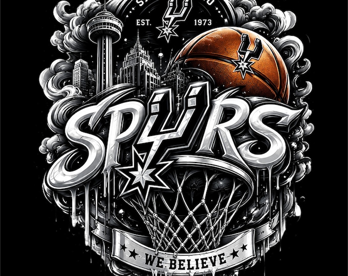 Spurs  Basketball | Championship Basketball Artwork | Urban Sports Graphic | Basketball Fan Design | DTF DTG PNG Download