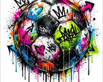 Graffiti Soccer Ball PNG | Street Art Football Design | Color Splash Drip Graphic | Urban Sports Shirt | DTF DTG Print File