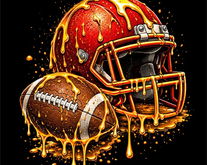 Football Helmet & Ball PNG Design | Orange Football Artwork | Football Helmet PNG | Golden Orange Football Graphic | Sports Streetwear