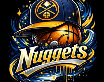 Nuggets PNG / Diseño de aros de montaña / Gráfico de deportes urbanos / Diseño de camiseta de baloncesto / Archivo de impresión DTF DTG