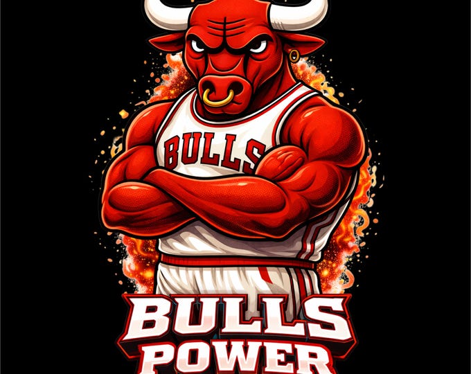 Bull Power PNG Design | Bull Mascot Shirt Graphic | Strong Bull Illustration | Sports Mascot PNG | Dtf Dtg Print File