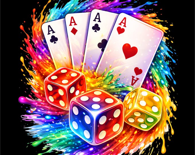 Aces and Dice PNG | Casino Dice Design | Gambling Cards Illustration | Lucky Dice Png | Poker Casino Art | Dtf dtg Print File