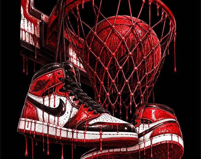 Red Basketball PNG Design | Basketball Hoop & Sneakers Artwork | Red Basketball Graphic | Basketball Shoes PNG | Basketball Streetwear