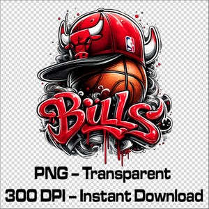 Baloncesto Bulls PNG / Diseño de camiseta de baloncesto callejero / Gráfico deportivo urbano / Camiseta de aficionado al baloncesto PNG / Sublimación / Descarga instantánea imagen 3