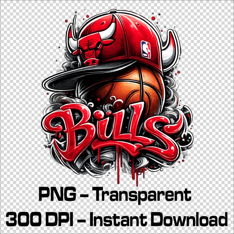 Baloncesto Bulls PNG / Diseño de camiseta de baloncesto callejero / Gráfico deportivo urbano / Camiseta de aficionado al baloncesto PNG / Sublimación / Descarga instantánea imagen 3