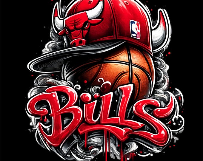 Bulls Basketball PNG | Street Basketball T-Shirt Design | Urban Sports Graphic | Basketball Fan Shirt PNG | Sublimation  | Instant Download