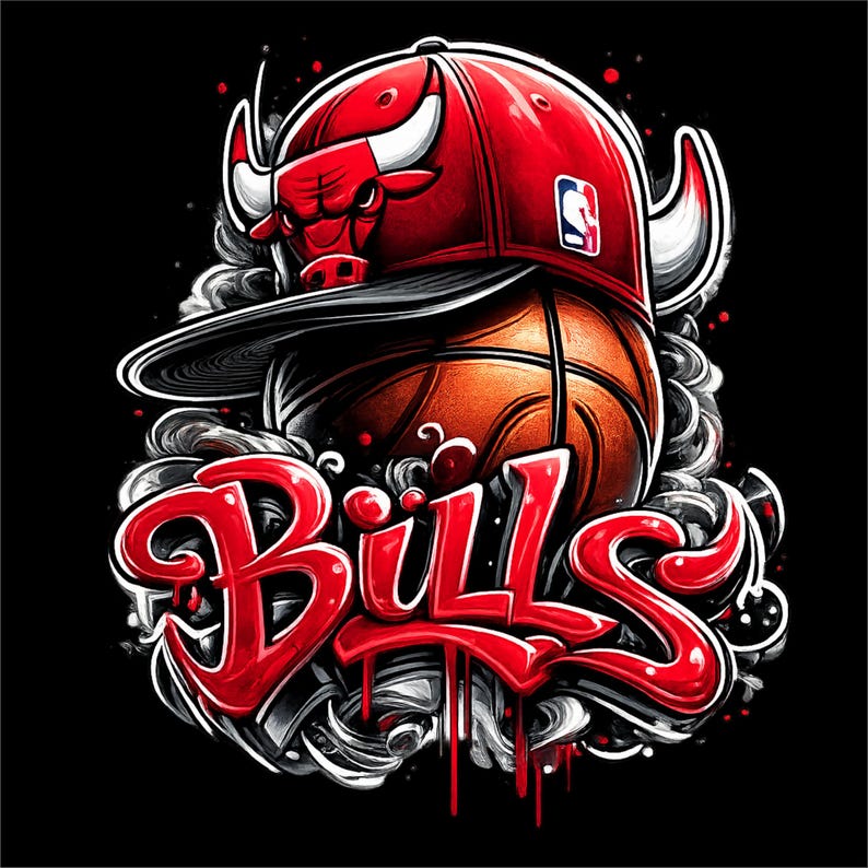 Baloncesto Bulls PNG / Diseño de camiseta de baloncesto callejero / Gráfico deportivo urbano / Camiseta de aficionado al baloncesto PNG / Sublimación / Descarga instantánea imagen 1