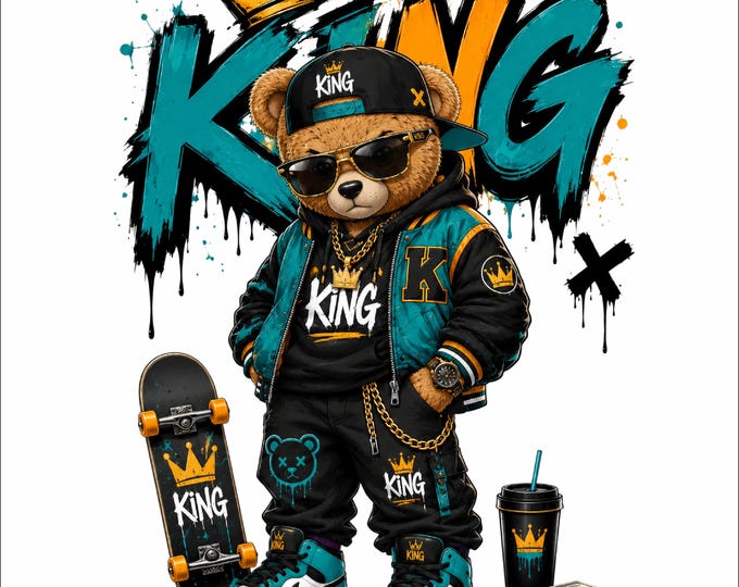 ing Bear PNG Design | Skateboard Teddy Bear Artwork | Hip Hop Bear PNG | Cool Bear with Skateboard | Urban Streetwear Bear Graphic |