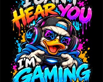 I Can't Hear You I'm Gaming PNG | Gamer Duck PNG Design | Funny Gaming Duck Artwork | Video Game Duck Graphic | Gamer Headset PNG |