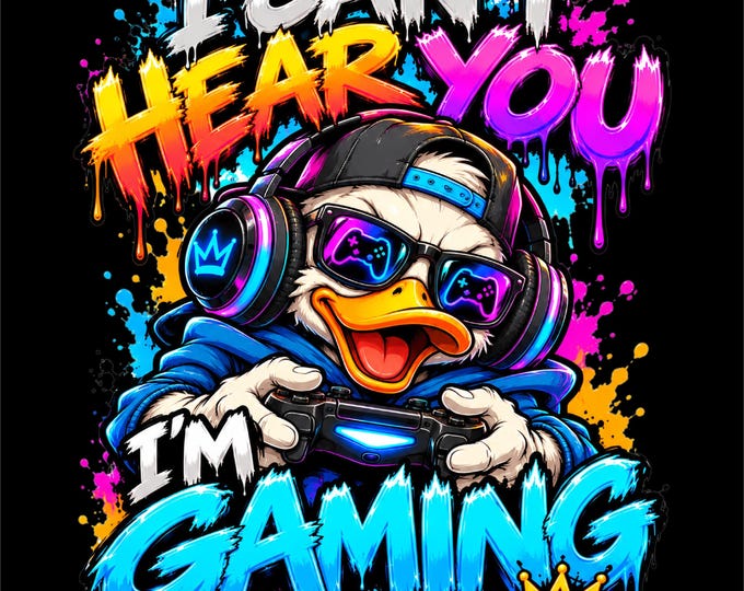 I Can't Hear You I'm Gaming PNG | Gamer Duck PNG Design | Funny Gaming Duck Artwork | Video Game Duck Graphic | Gamer Headset PNG |