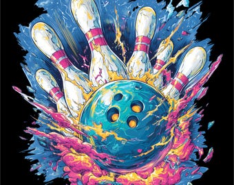 Bowling Strike PNG | Explosive Bowling Ball Design | Bowling Shirt PNG | Bowling League Gift | Bowler T-Shirt Design | Instant Download