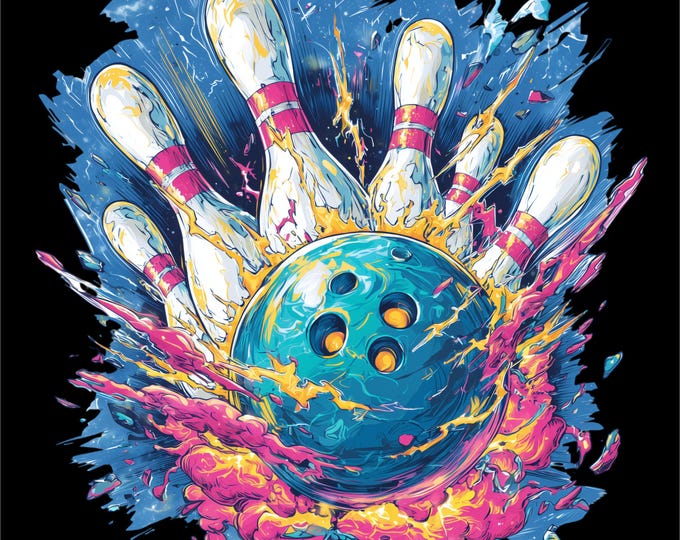 Bowling Strike PNG | Explosive Bowling Ball Design | Bowling Shirt PNG | Bowling League Gift | Bowler T-Shirt Design | Instant Download