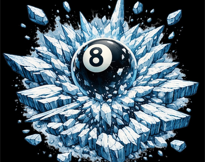 Ice Billiard PNG | 8 Ball Pool Design | Frozen Pool Ball Graphic | Billiards Shirt png | Pool Player Gift | DTF DTG Print File
