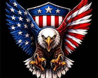 Patriotic Eagle PNG | American Eagle Design | Freedom Wings Graphic | USA Inspired Art | Dtf Dtg Print Fil
