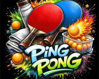 Ping Pong PNG | Table Tennis Paddle Design | Ping Pong Typography Art | Table Tennis Illustration | Sports Png | Dtf Dtg Print File