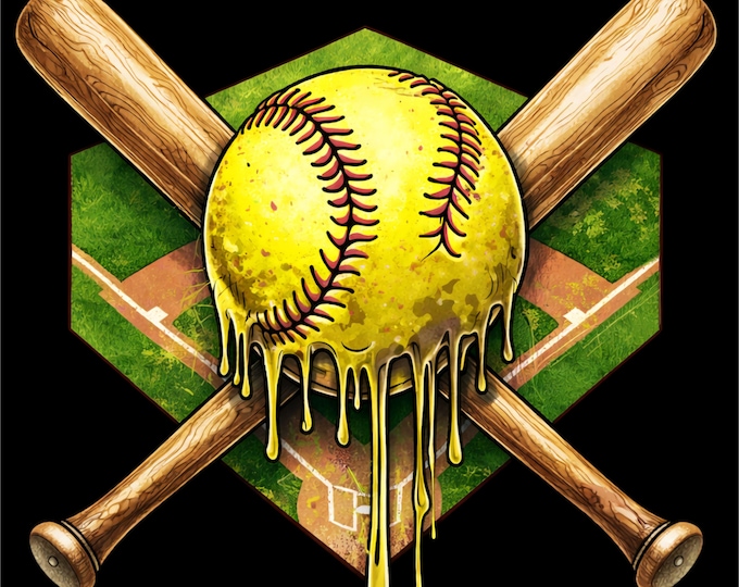 Softball PNG Design | Softball Player Shirt Graphic | Crossed Bat Softball Design | Softball Team Shirt png | Softball Mom Gift | DTF DTG