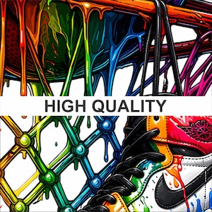Basketball Hoop PNG | Drip Basketball & Sneakers Design | Streetwear Sports Graphic | Colorful Hoops Art | DTF DTG Print File image 2