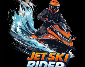 Jet Ski Rider PNG | Water Sports T-Shirt Design (Digital Download)