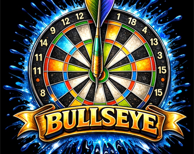 Darts Bullseye PNG | Dartboard Illustration | Darts League Shirt Design | Pub Darts Graphic | DTF DTG Print File