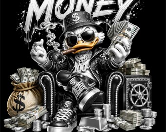 Money PNG Design | Wealth Duck Artwork | Luxury Streetwear Graphic | Rich Lifestyle Illustration | Hip Hop Character PNG | Digital Download